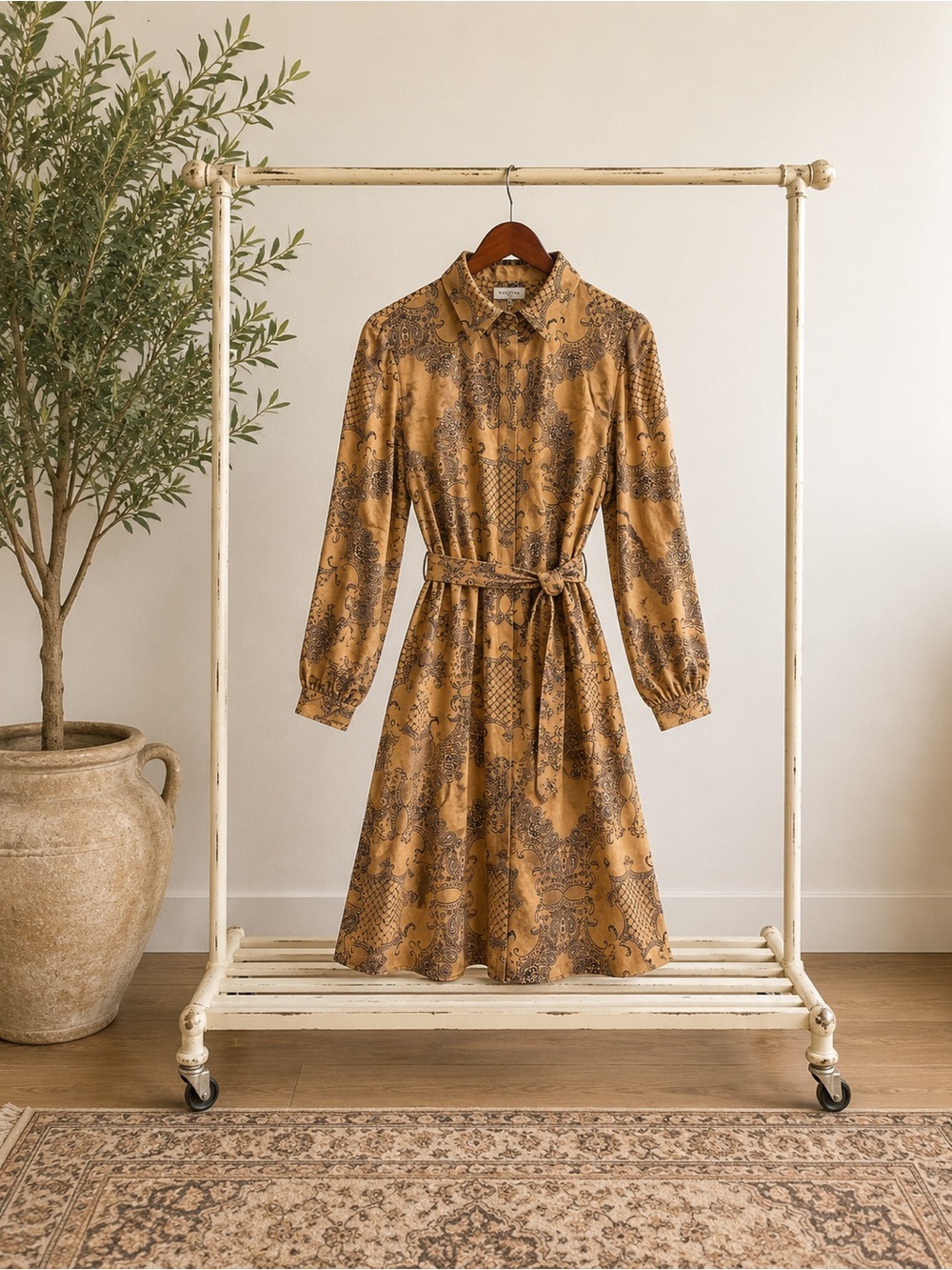Belted Paisley Shirt Dress in Small Classy Elegant Professional Women Clothes